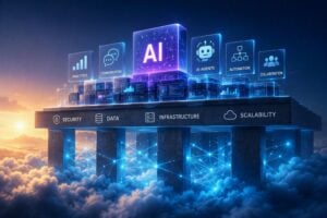 A cloud list at the bottom of a photo, as the foundation for AI above it.
