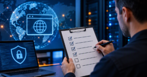 An IT person with a checklist addressing the PHP2Shell website vulnerability